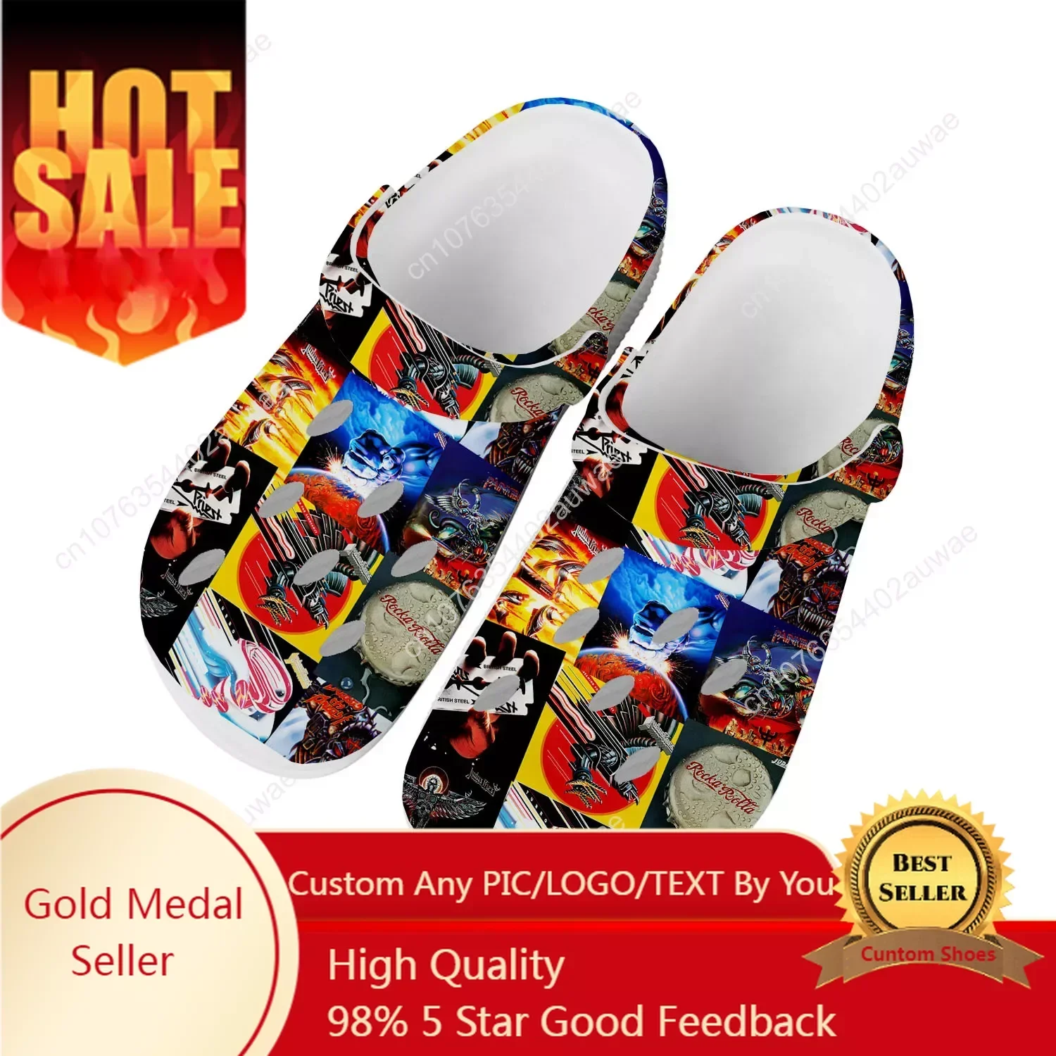 

Judas Priest Metal Rock Band Home Clog Mens Women Youth Boy Girl Sandals Shoes Garden Custom Made Shoe Beach Hole Slippers White