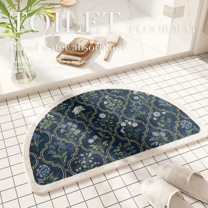 VIKAMA Flannel Rug Soft and Cool - Door Mat for Bathroom/Wardrobe Entrance - Fresh and Delicate Floral Home Decoration