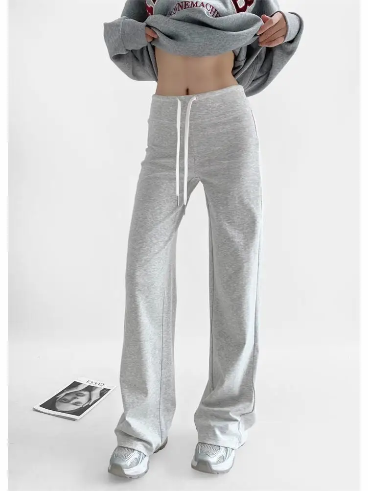 

Американские модные женские спортивные брюки с прямым кроем и легким клешем, повседневные, для ранней весны, новые, утягивающие, в пол, Dstri...