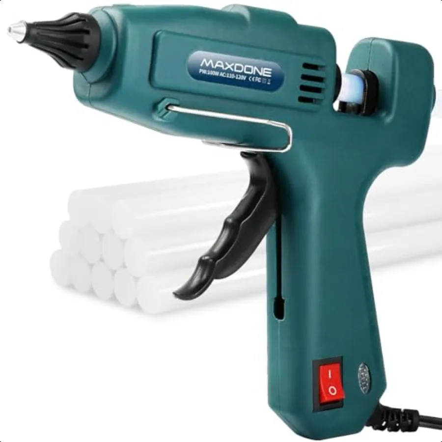 

Fireproof 100W Hot Glue Gun Kit Glue Gun Craft Glue Gun Full Size Not Mini Glue Guns Heavy Duty Hot Glue Gun with 12pcs Glue St
