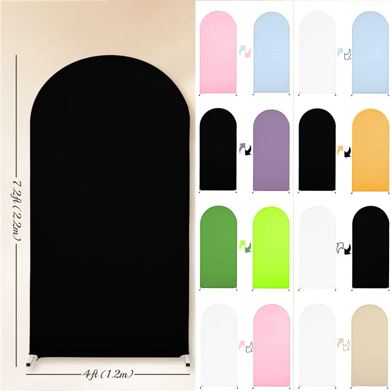Thickened Stretch backdrop Cover Double Sided Arch Backdrop Cover Sage green Wedding Decoration Zipper for Party Scene Setting