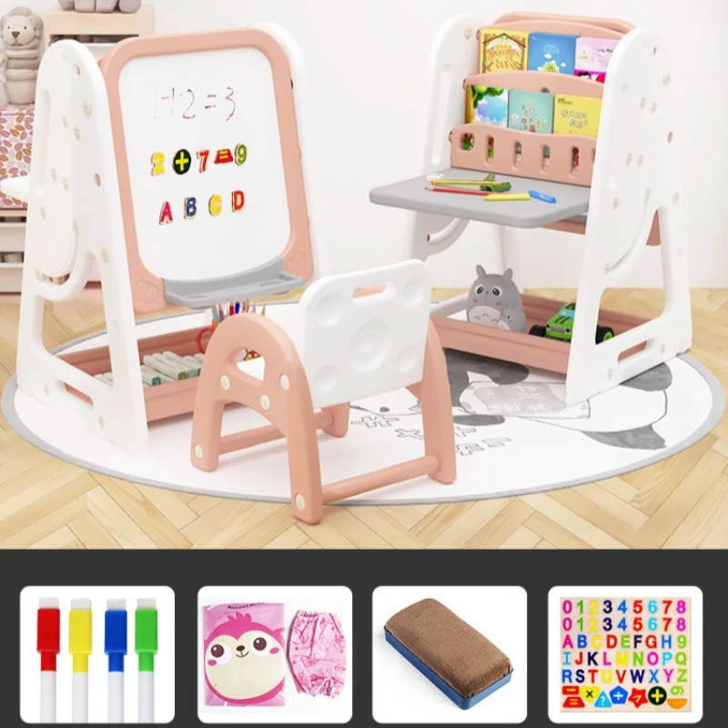 رف رسم قائم على الأرض مع مكتب كتابة، مجموعة متعددة الوظائف لطاولة رف الكتب للأطفال #1