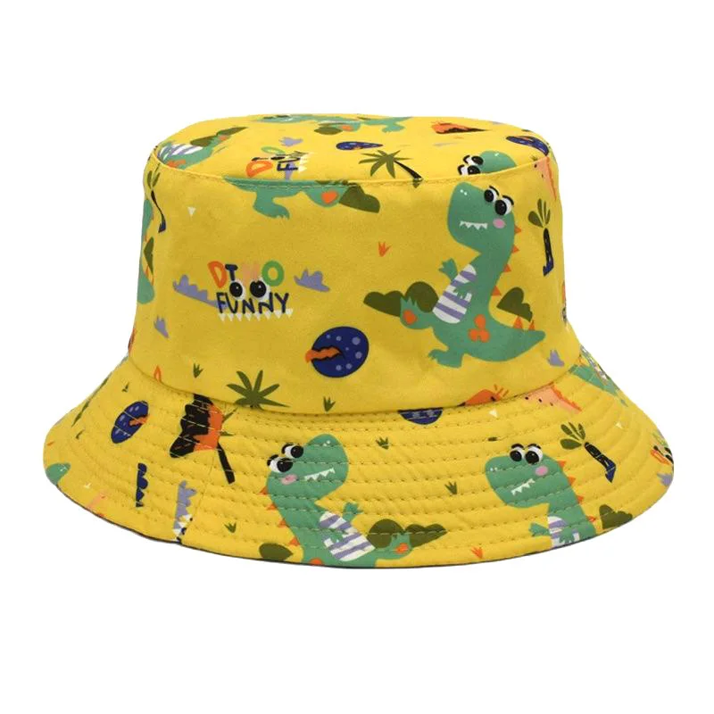 Cute Dinosaur Print Panama for Women Men Summer Travel Beach Outdoor Sunscreen Bucket Hats Female Casual Decorate Fisherman Hat
