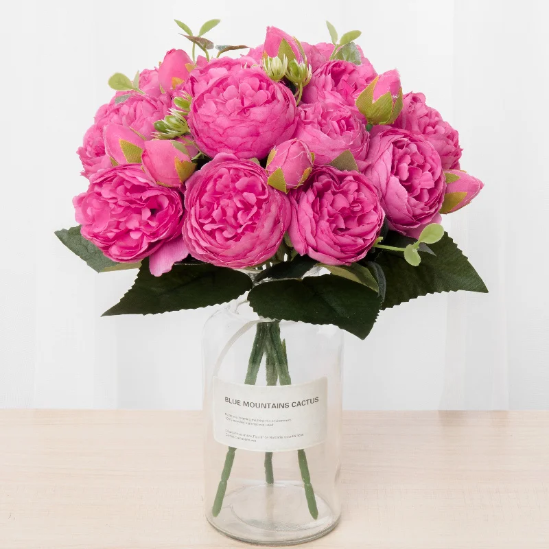 30 سنتيمتر الزهور الاصطناعية الحرير الفاوانيا عالية الجودة العروس باقة الزفاف المنزل حفلة غرفة الجدول الديكور DIY بها بنفسك هدية اكسسوارات #4