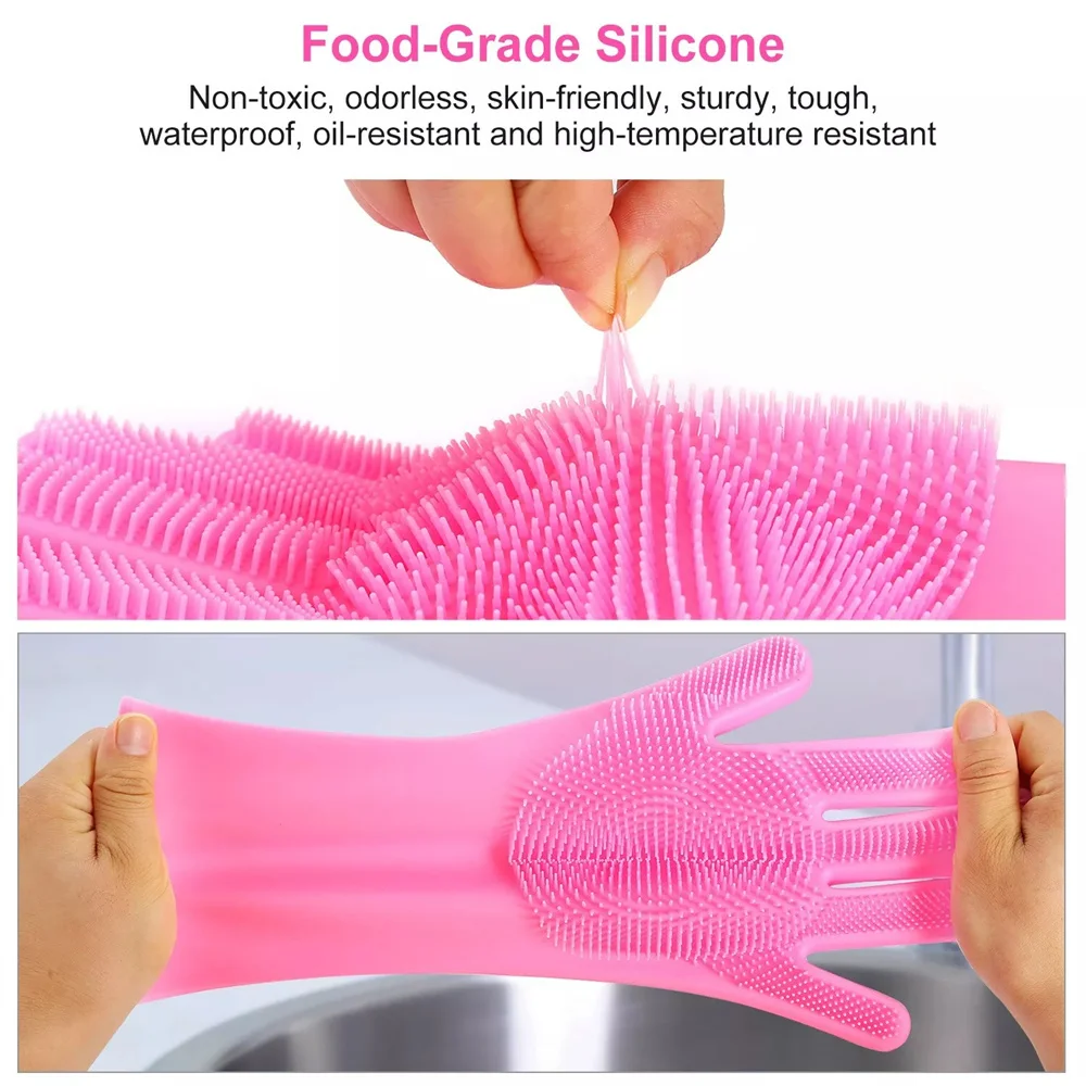 Guantes mágicos de goma de silicona para lavar platos, esponja para el hogar, Herramientas de limpieza de cocina