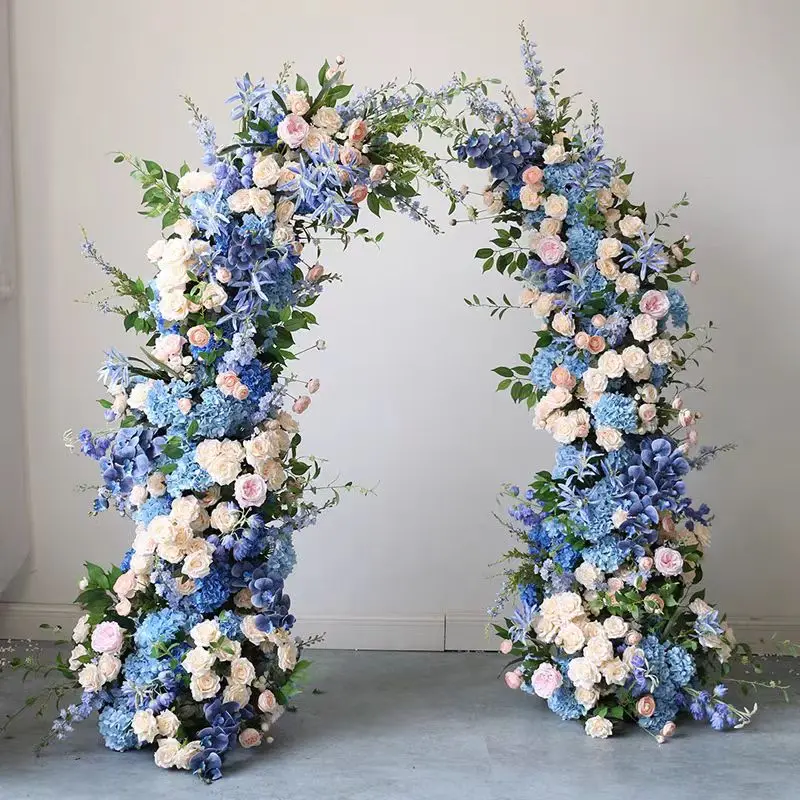 New Outdoor Wedding Flower Arch Decoration Wrought Iron Cow Door with Circle Shape Metal Material Arch Arrangement