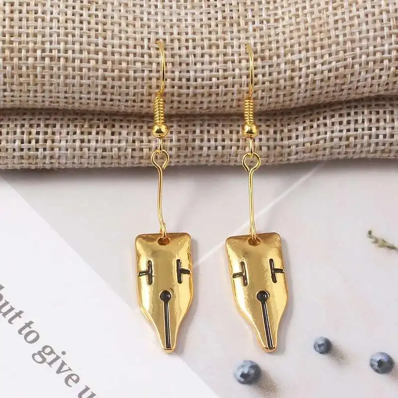 New Anime Jojo Bizarre Adventure Rohan Kishibe Gold Color Pen Nib Earring For Women Girls Cosplay Accessories Fashion