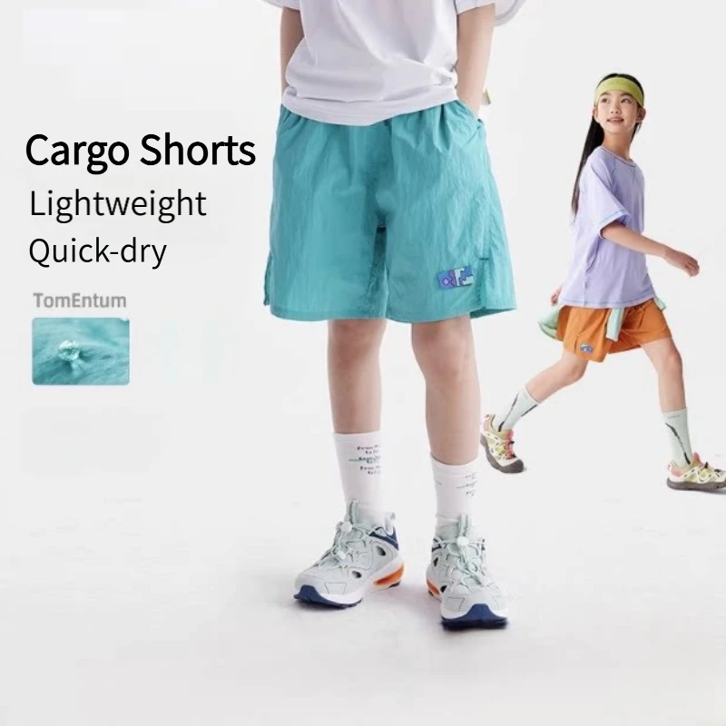 Kids Quick Dry Cargo Shorts Boys Girls Summer Thin 5 Inch Pants Lightweight Outdoor Running Casual Sports Hot Pants With Pockets