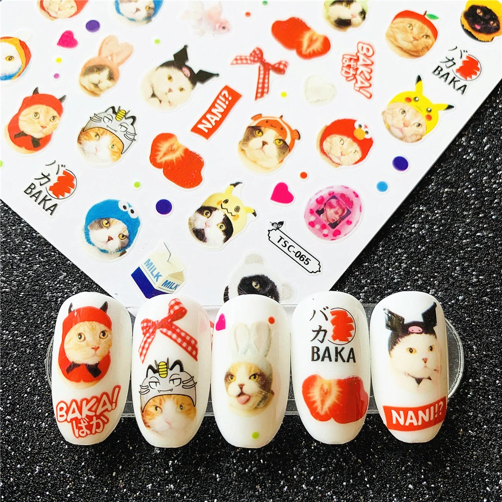 

TSC series TSC-065 cute cat 3D Back glue Self-adhesive Nail art Nail sticker decoration tool Sliders For Nail Decals