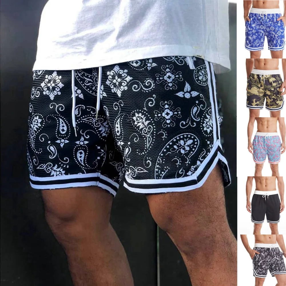 

Шорты мужские для фитнеса, винтажные с пейсли принтом, для спортивного зала, баскетбола, тренировок, бега, повседневные быстросохнущие джоггеры, летние