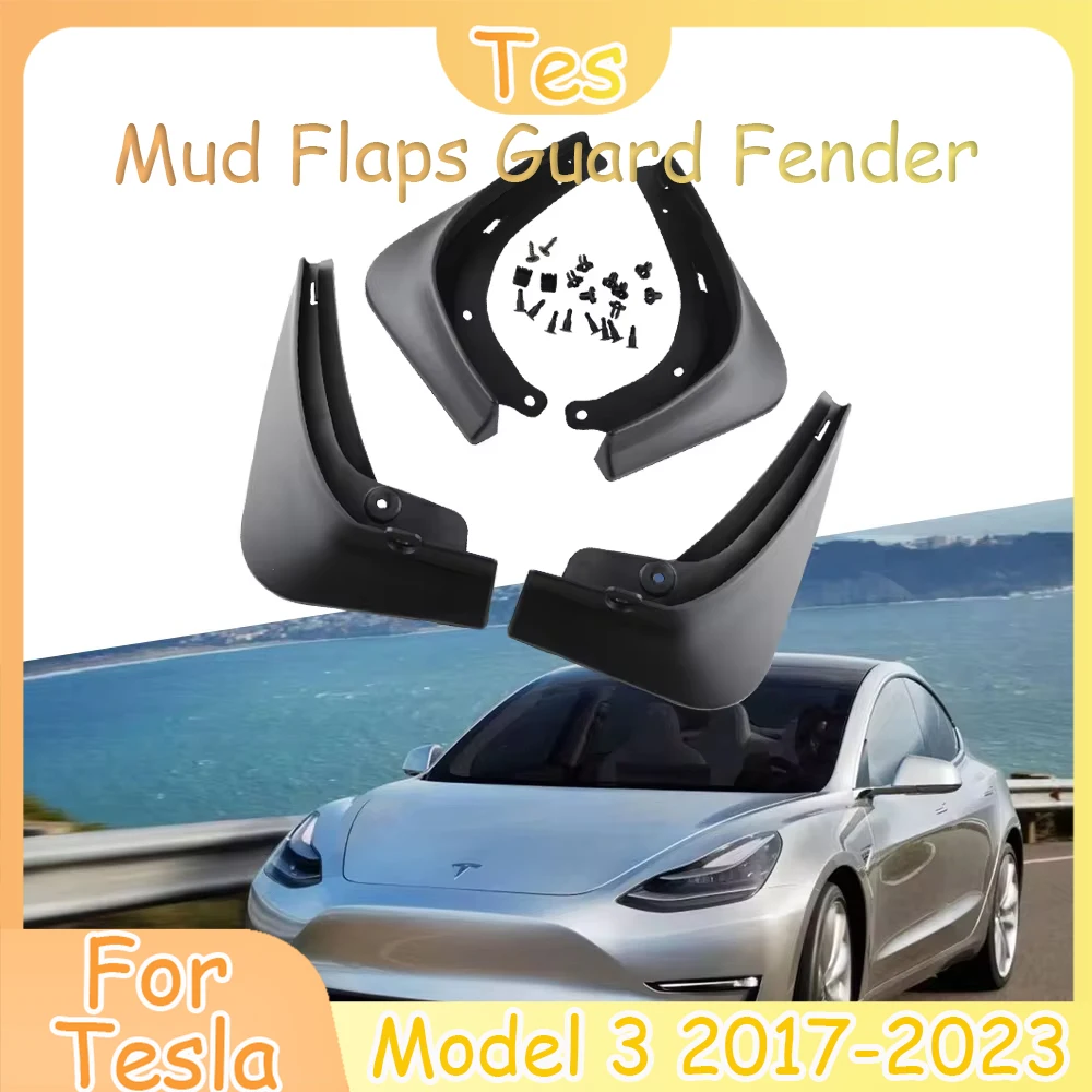 

Model 3 2023 Mud Flaps For Tesla Model 3 2022 Accessories Guard Fender Front Rear Wheel Mudguard Carbon Fiber ABS