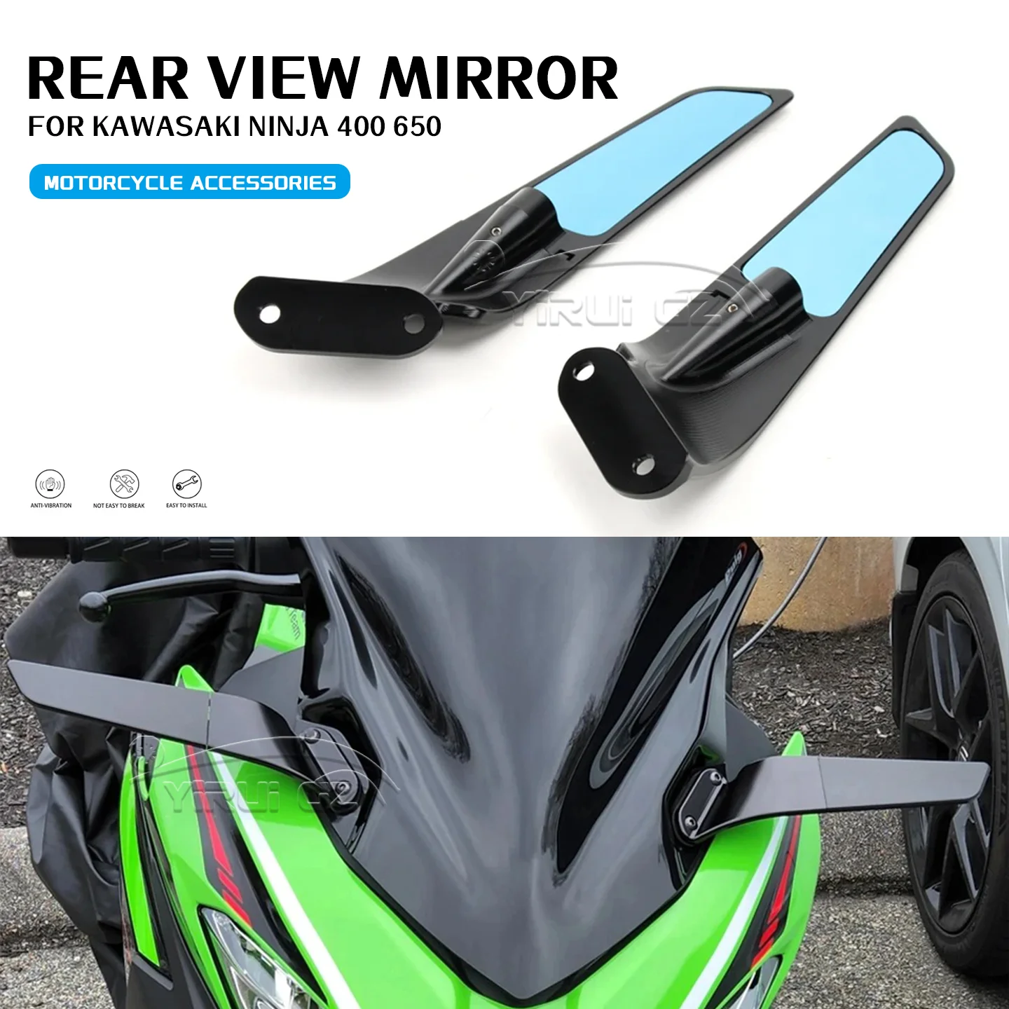 

Ninja 400 650 motorcycle accessories rear view mirror side mirror for Kawasaki NINJA Ninja 400 650 2018 - 2022 rear view mirror
