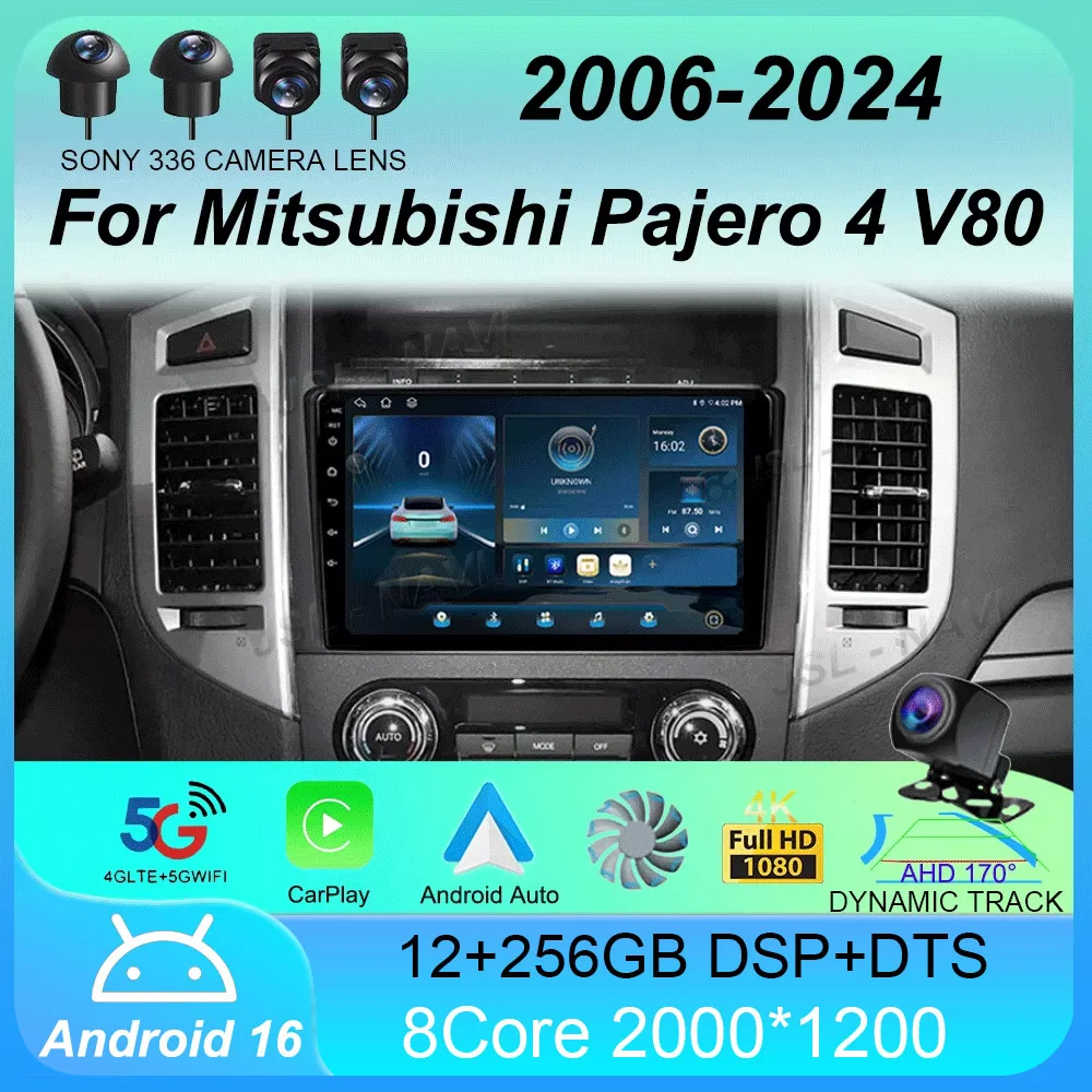 

Car Radio Android 16 For Mitsubishi Pajero 4 V80 2006 - 2024 Multimedia Video Player Navigation stereo No 2din 2 din dvd