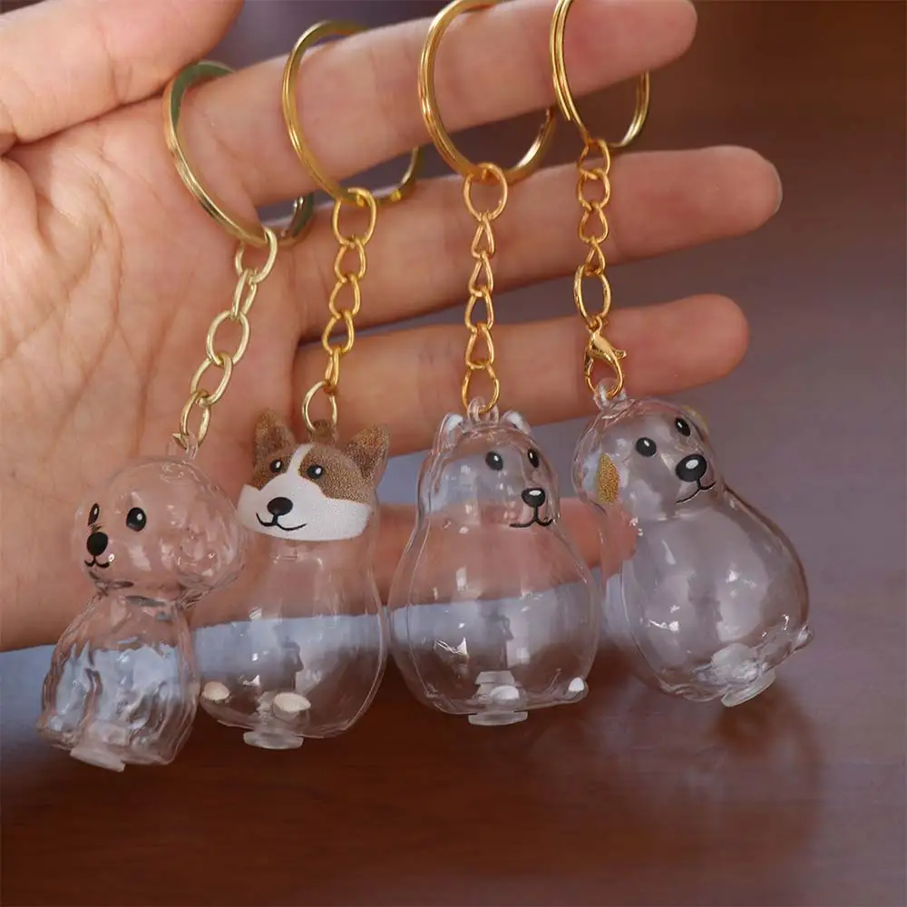 

Cartoon Dog Shape Dog Hair Storage Box Hair Grooming Transparent Pet Hair Keychain Acrylic Keyring Puppy Pendants Backpack