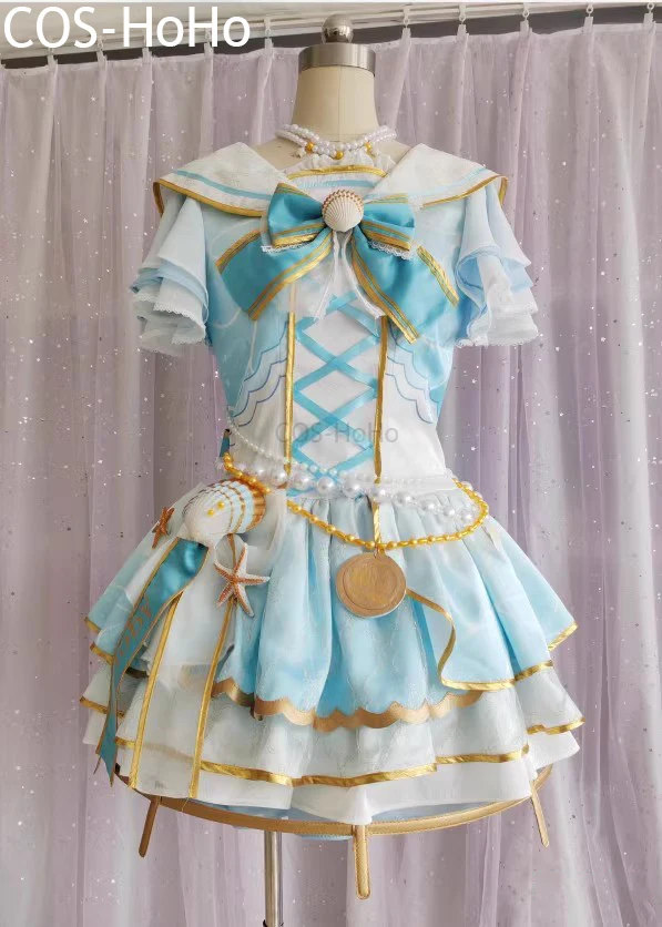 COS-HoHo Anime Lovelive Aqours Shell Kanan Mari Chika All Members Game Suit Elegant Lovely Dress Uniform Cosplay Costume