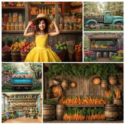 Tropical Fruit Market Photography Backdrop Rustic Spring Flower Stand Kids Baby Cake Smash Photocall Decors Floral Truck Decors