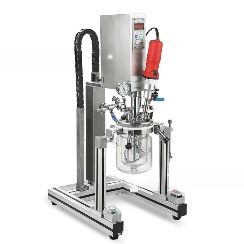Laboratory glass heating reactor, stirring dispersion mean, stainless steel homogenizer c