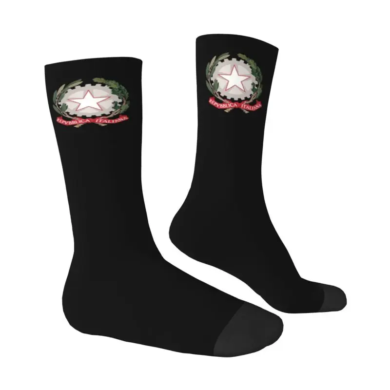 Custom Emblem Of Italy Dress Socks Men Women Warm Fashion Novelty Italian Republic Crew Socks