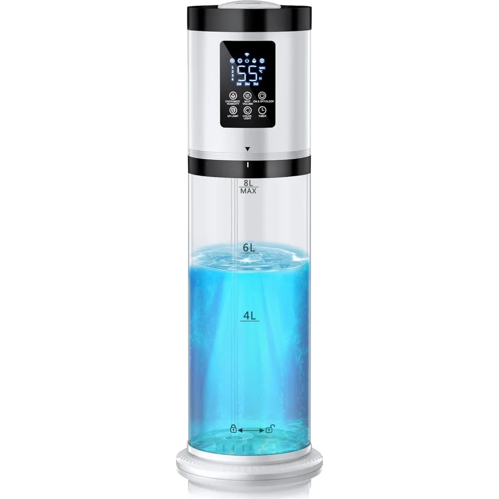 

Humidifiers for Bedroom, Rapid Mist, 8L Cool Mist Humidifiers for Large Room, 7 Color Ambient Light