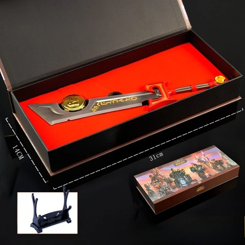 30 سنتيمتر/11.81in Warcrafts لعبة الأسلحة الطرفية الساقطة رماد رسول هدية صندوق معدني التحف لعبة السكاكين نموذج عرض سطح المكتب #6