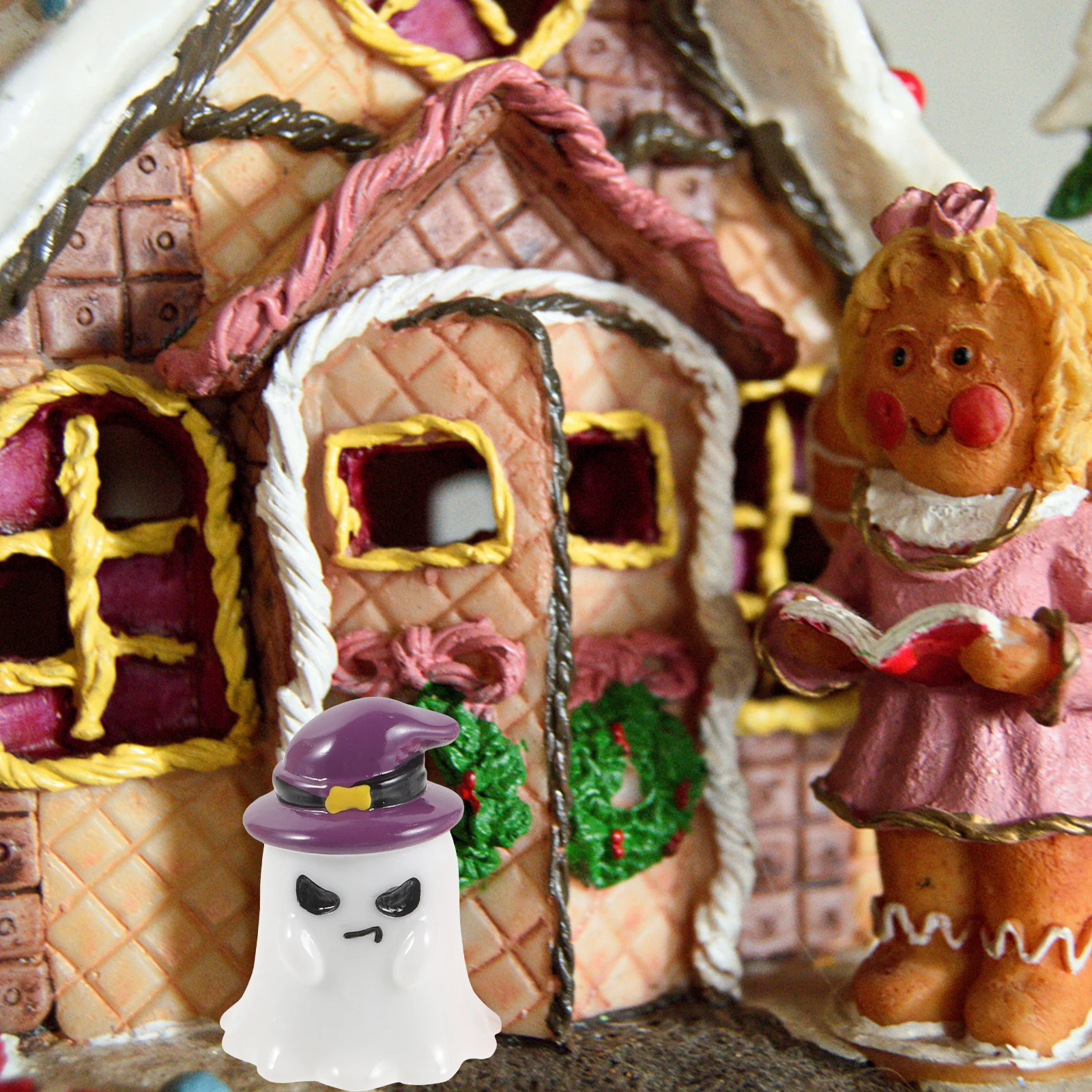 

2 Pcs Pumpkin Ghost Little Ornaments Cartoon Halloween Table Decorations The Sign Resin Indoor Figure s