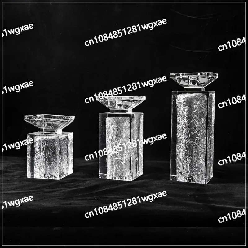 Minimalist Ripple Pattern Tea Lamp Square Activity Candle European Crystal Transparent Resin Candlestick for Home Decoration