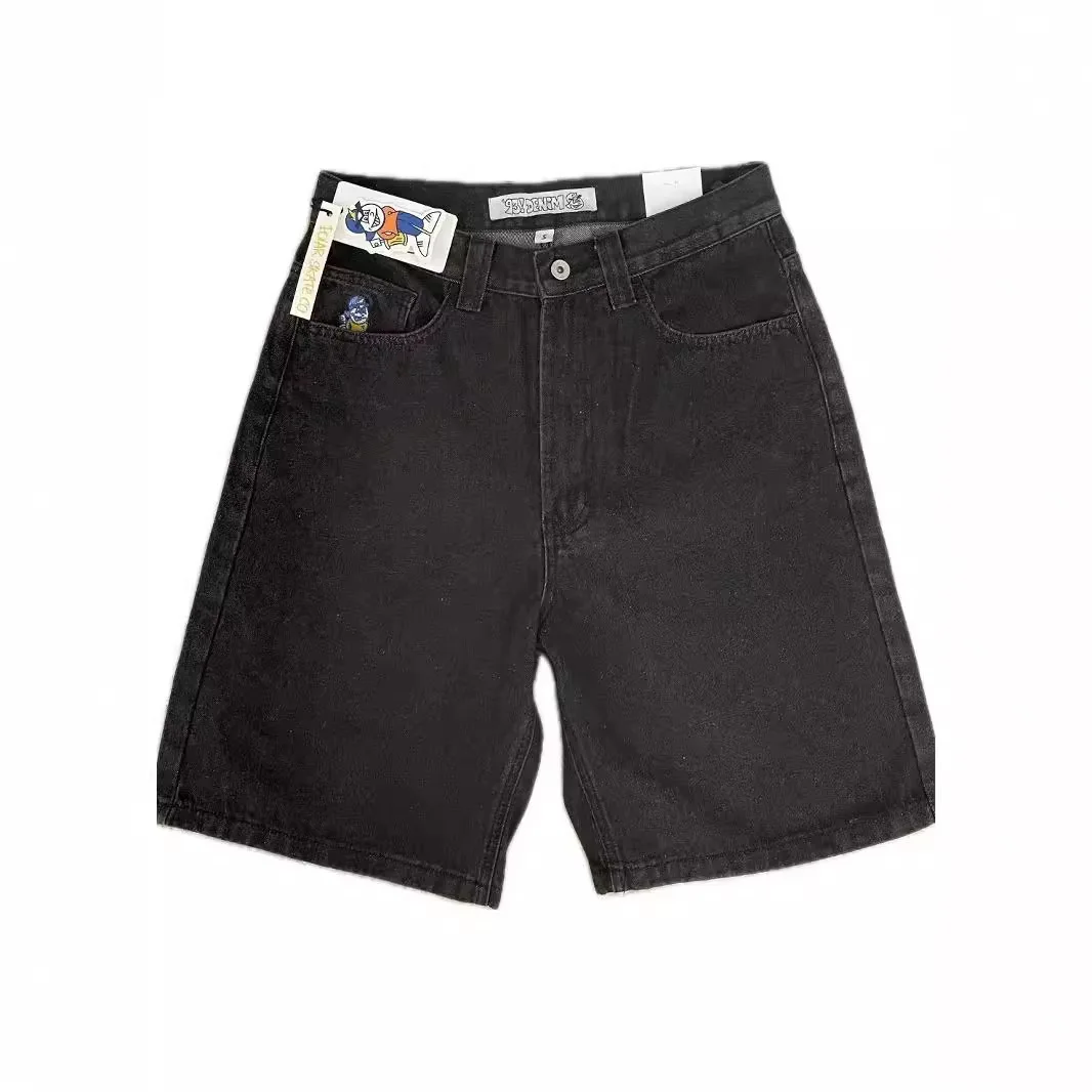 American Sle JNCO Polar Big Boy Pattern Embroidered Five-Quarter Casual Jeans orts Loose Comfortable Low Waist Denim orts