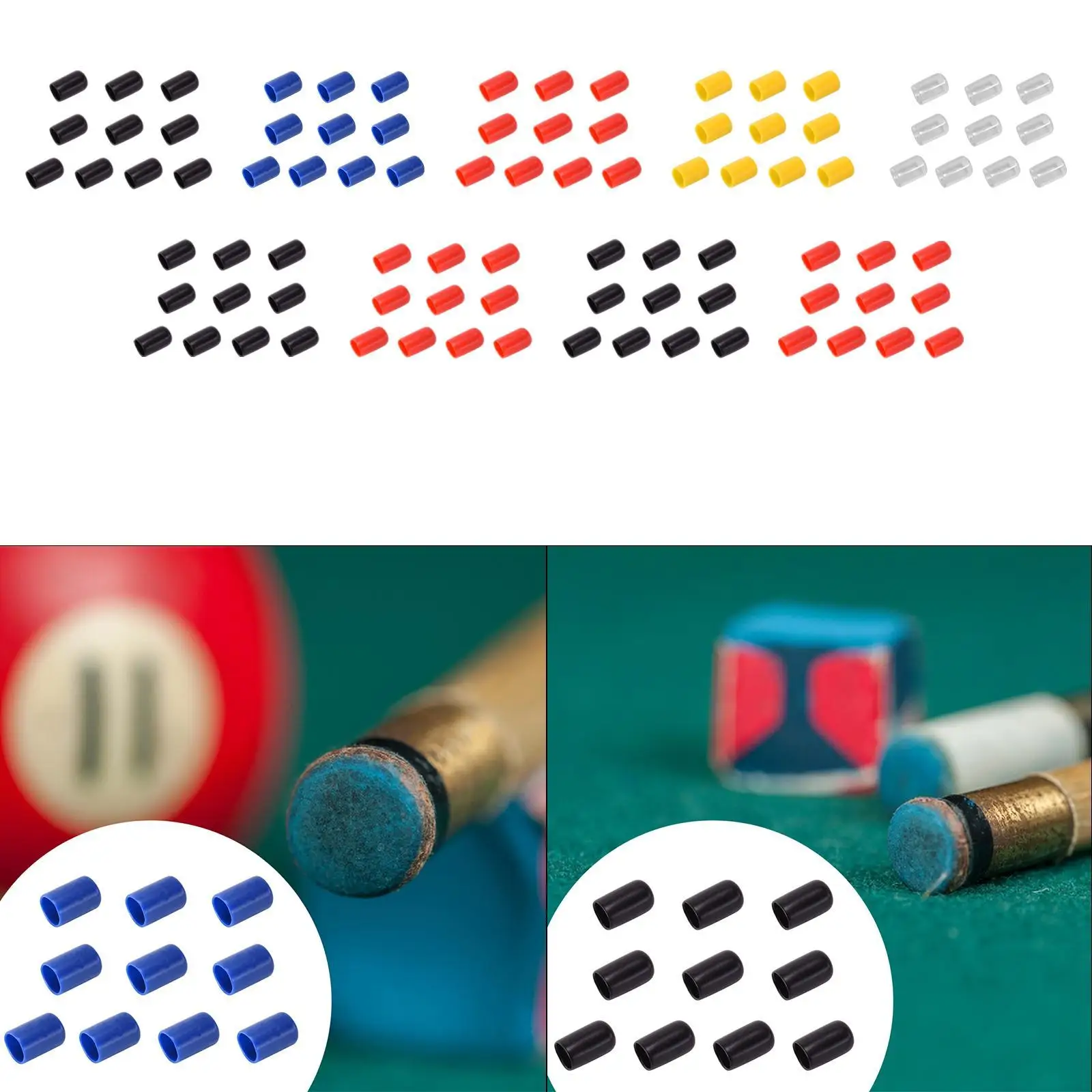 

Rubber Pool Cue Bottom Protectors Thickened Tip End Covers Billiard Cue Accessories for Billiards Tools Kit