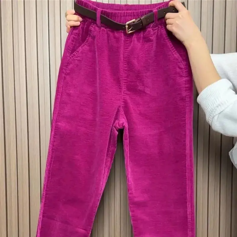 Velvet Harem Pants Women Fashion Casual Corduroy Trouser Spring Autumn Elastic Waist Loose Radish Pant Versatile 4XL