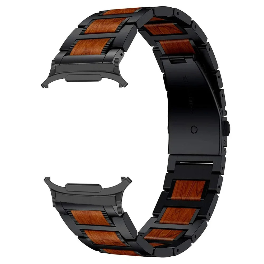 Metal+Wood Strap for Samsung Galaxy Watch Ultra 47mm Replaceable Bracelet Adjustable wristband for Galaxy Watch Ultra 47mm Strap