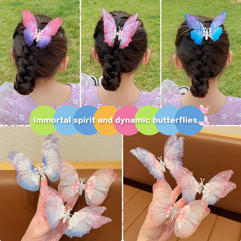 Beautiful Moving Wings Pearl Big Butterfly Hair Claw Clip For Girls Sweet Hair Decoration Hairpin Kids Lovely Hair Accessories