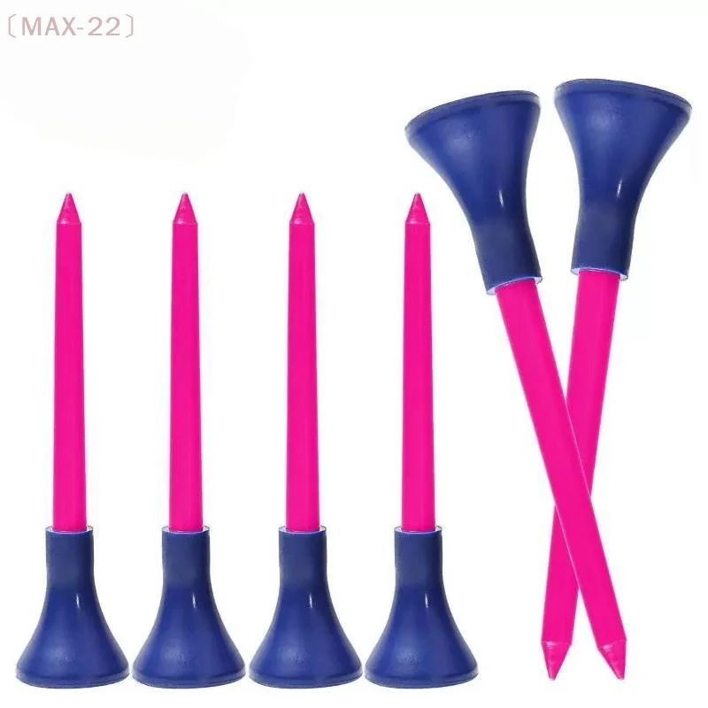 〔MAX-22〕10Pcs Plastic Double-layer Golf Tees Multi Color 83mm Durable Rubber Cushion Top Golf Ball Holder Golf Accessories