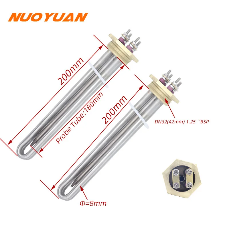 48V 1500W DC Water Heater DN32 Copper Flange Immersion Heater 1 1/4\