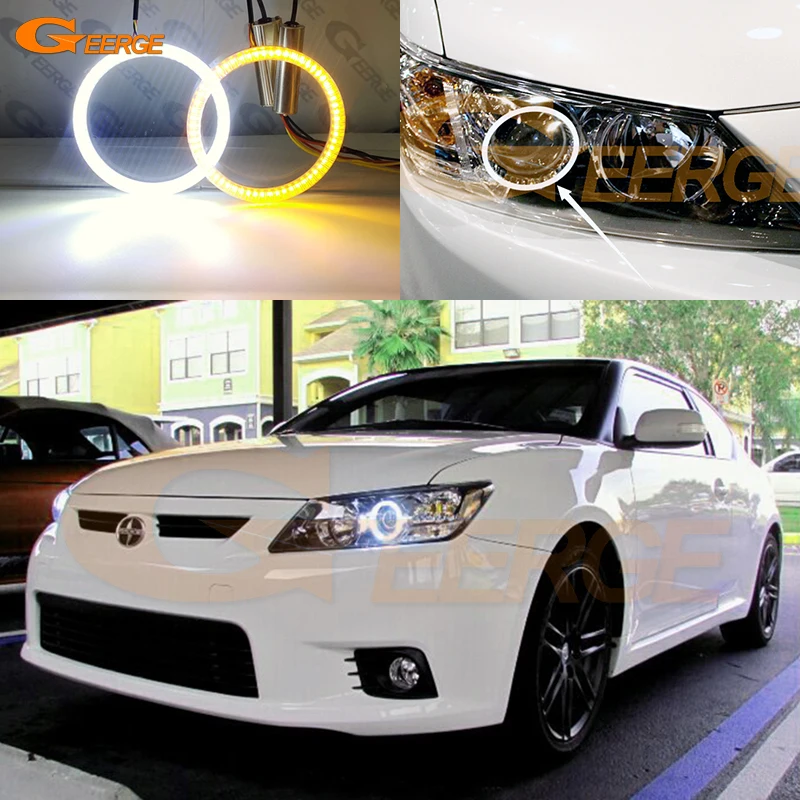 

For Scion TC 2011 2012 2013 Excellent Ultra Bright A/W Switchback DRL Day Light Turn Signal SMD LED Angel Eyes Kit Halo Rings