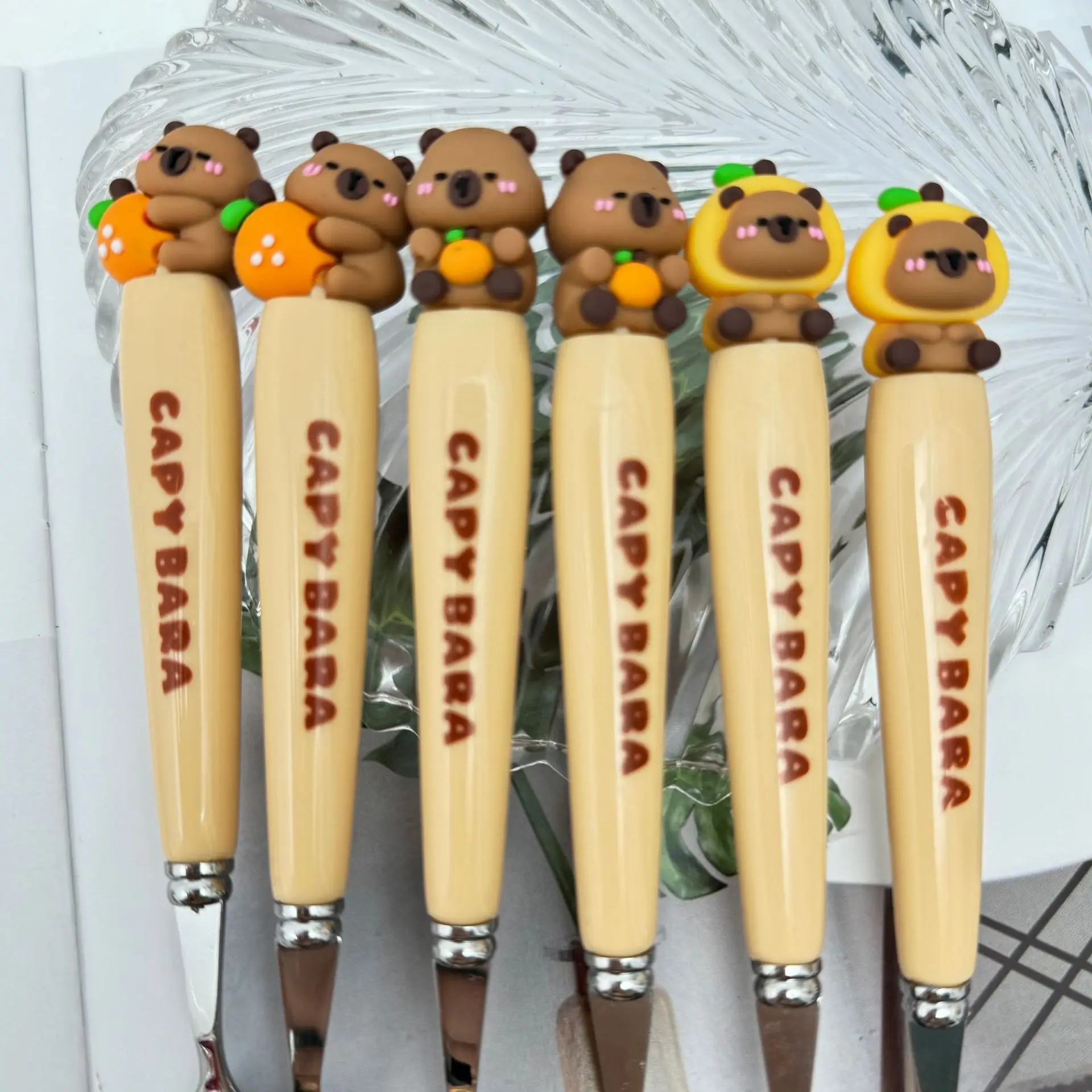 Fashion Capybara Stainless Steel Cutlery Set Cartoon Travel Portable Fork Spoon Dinnerware Sets Children Tableware Set School