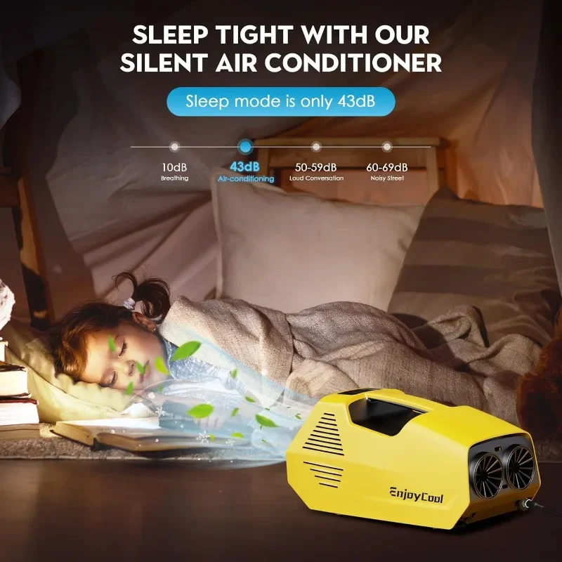 Ar Condicionado com Controle Remoto para Camping, Barraca, AC Portátil para Caminhão, Exterior, RVs, Pesca ou Pet