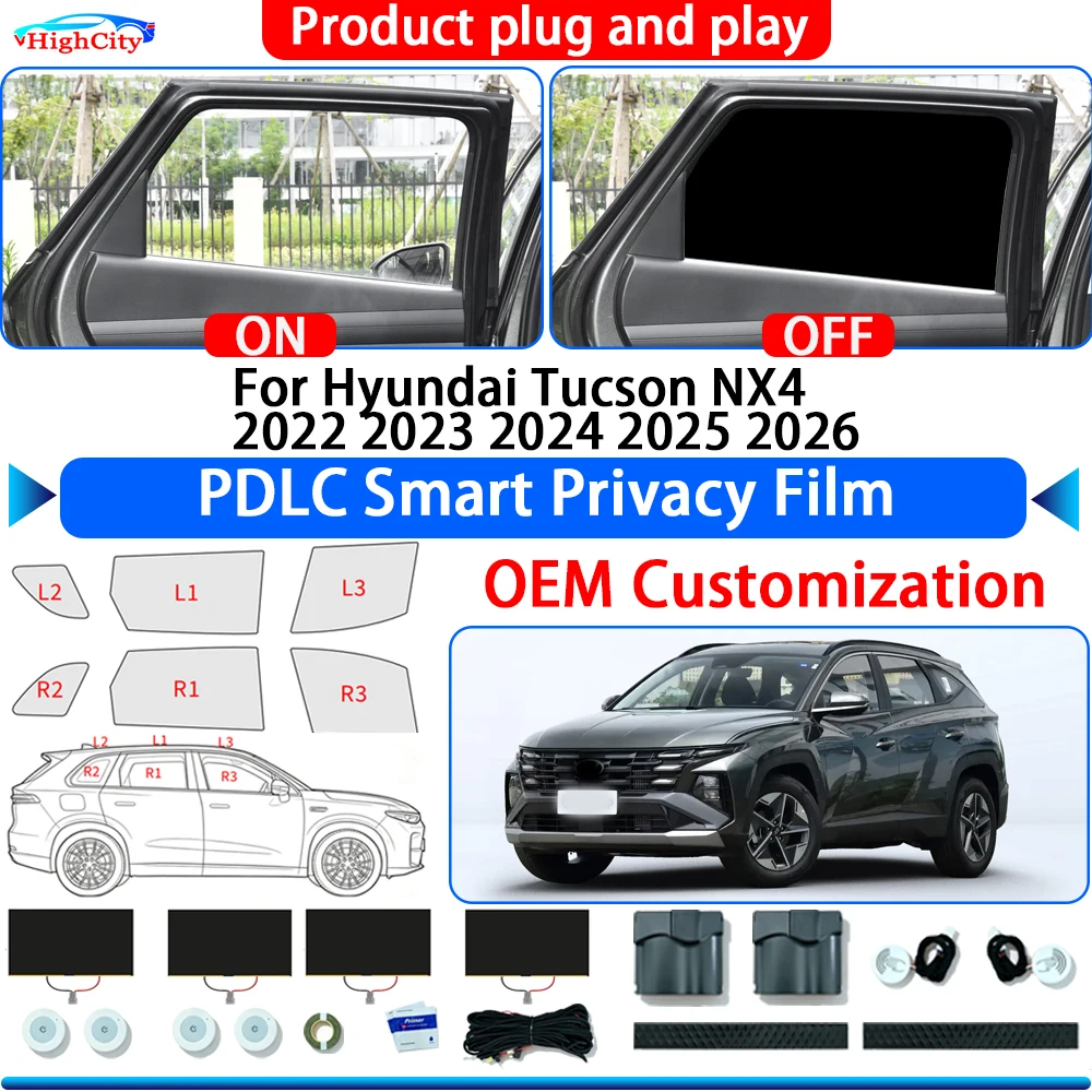 For Hyundai Tucson NX4 2022 2023 2024 2025 2026 Switchable Electric Smart Privacy Film Polymer Dispersed Liquid Crystal Window