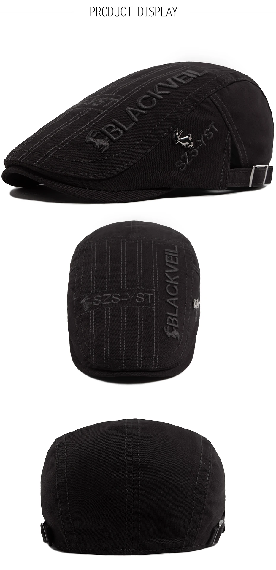 Männer Baskenmütze Mode Kaninchen Stickerei Flache Kappen Frühling Sommer Visier Für Männliche Mode Vintage Newsboy Cap Casual Berets Einstellbar – Detail 4