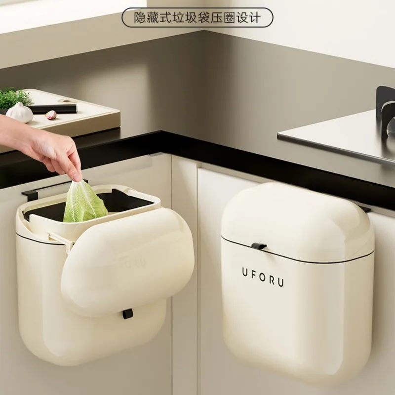 Wall-Mounted Trash Can Household Large Capacity Good-looking Kitchen and Toilet Waterproof Corner Trash Bin with Lid