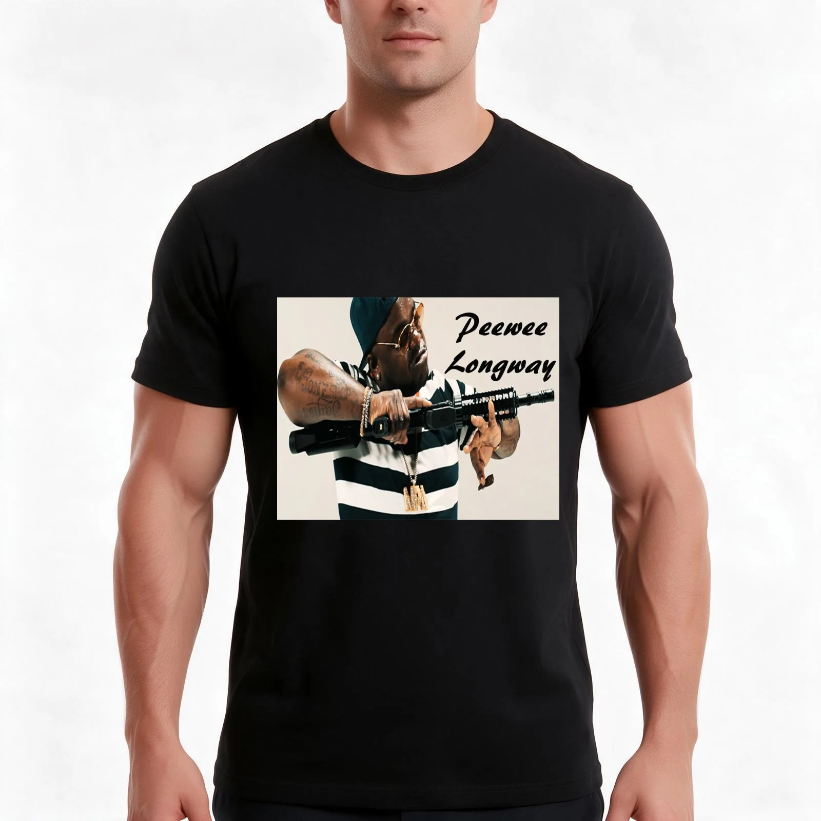 Peewee Longway T-Shirt, Summer Casual Cotton Tee, Oversized Streetwear Tops, Vintage Graphic Print, Loose Fit Short Sleeve