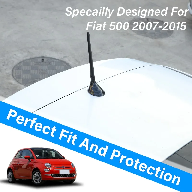 ABS Carbon Fiber Exterior Dome Shark Fin Antenna Cover Trim Roof Aerial Cap Shell For Fiat 500 Abarth 595 2010-2015 Accessories view 4