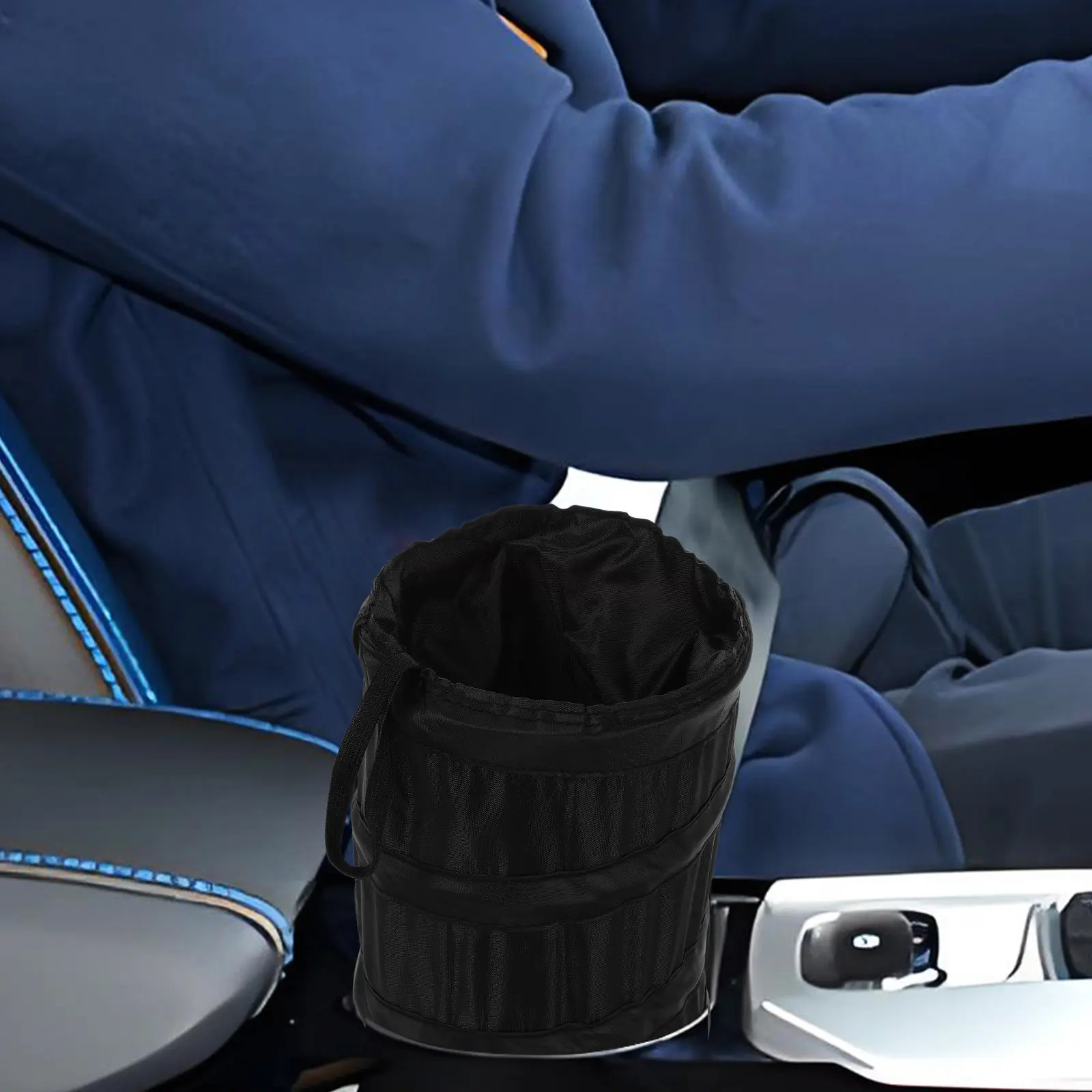 

2 Pcs Automotive Trash Can Collapsible Garbage Car Folding Bin Foldable Black Waste Basket