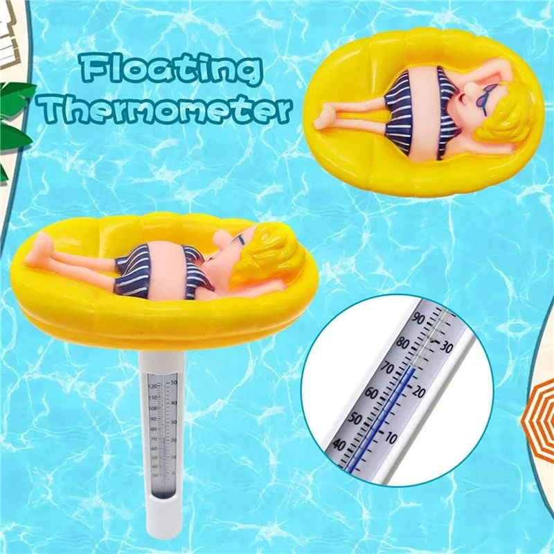 Swimming Pool Thermometer, ℃/℉ Accurate Measurement, Cartoon Style with Scale Floating Water Tool