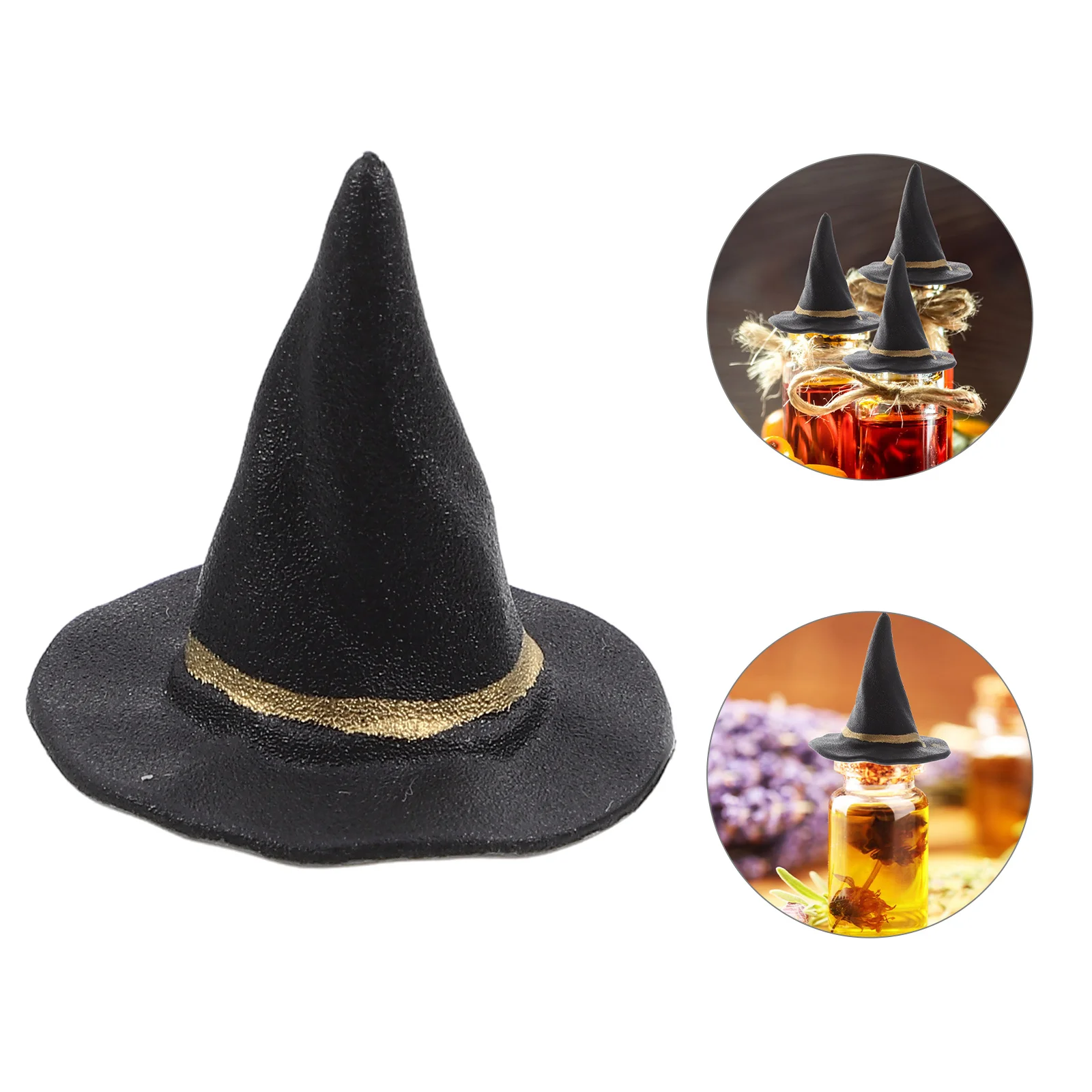 

20 Pcs Halloween Witch Hat Decors Small Hats for Cake Mini Dolls Crafts Tiny Ornament Party