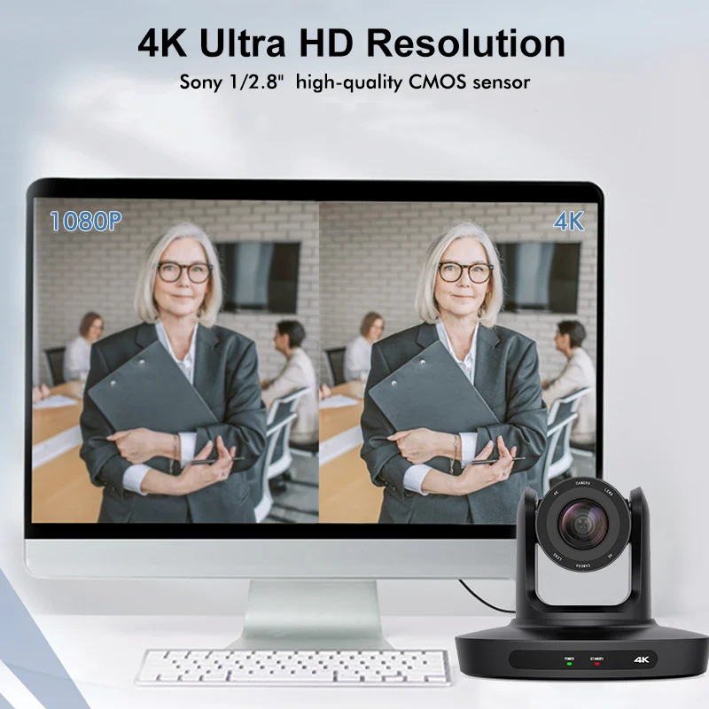 HDKATOV 10x Zoom PTZ Conference Camera 4K UHD AI Auto Tracking With USB3.0/HDMI/LAN POE IP Live Streaming Camera