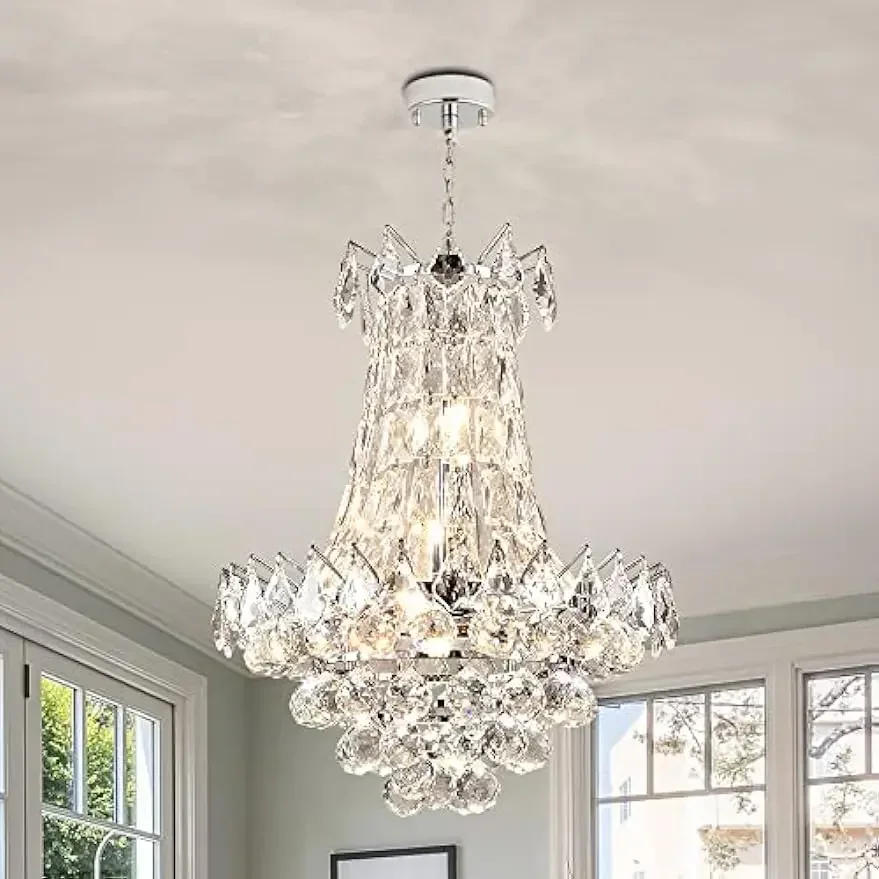 

GHJUYIOL Crystal Chandelier, K9 Raindrop Luxury Ceiling Light, 6 Lights Adjustable Hanging Pendant Lighting