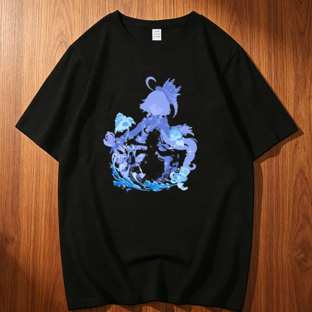 Genshin Impact Furina cotton top tees men streetwear Punk Digital University t-shirt kawaii 80s Classic streetwear women