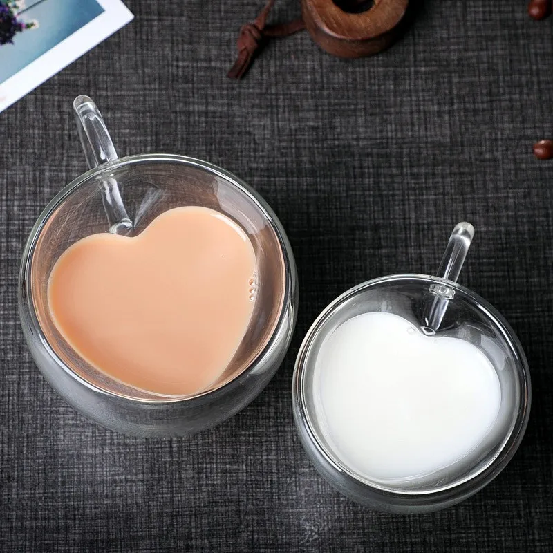 80/250ml Heart Shaped Clear Glass Coffee Cup Cute Tea Milk Juice Drink Water Cup Heat Resistant Heat Resistant Home Party