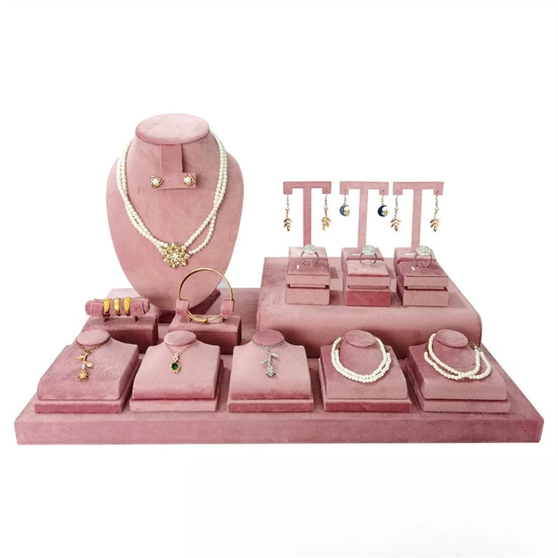 

Velvet Jewlery Counter Display Stand Luxury Pendant Mannequin Displays Rack Live Streaming Display Props Shoot Necklace Props