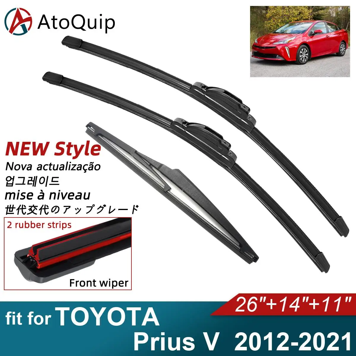 

Double Rubber Car Wiper Blades for 2009-2017 TOYOTA VENZA Front Rear Windscreen Wipers Car Accessories 2013 2014 2015 2016 2017